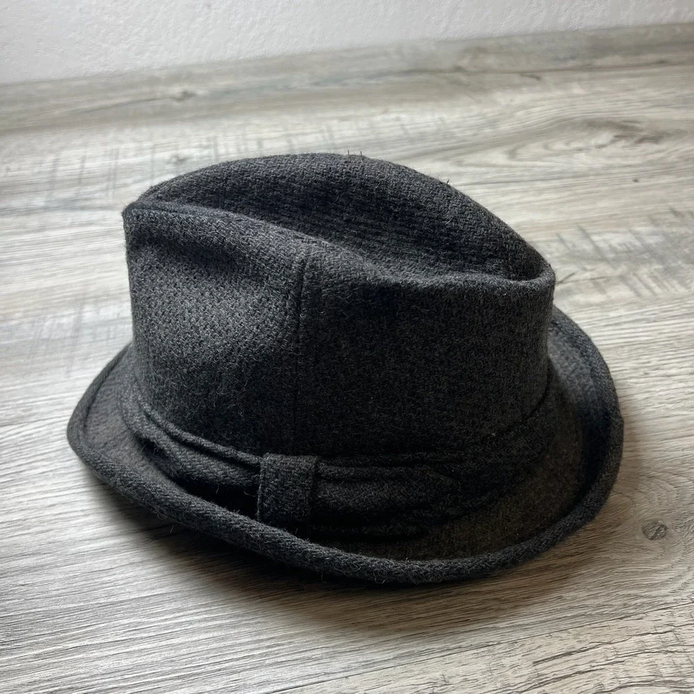 Fifth Avenue New York Fedora Mens M Charcoal Grey Wool Blend‎ Trilby Hat vtg 50s